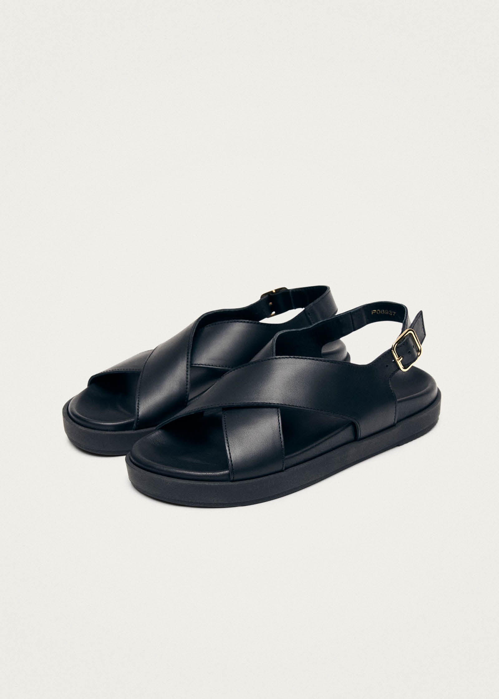 Project Cece | Nico Black Leather Sandals