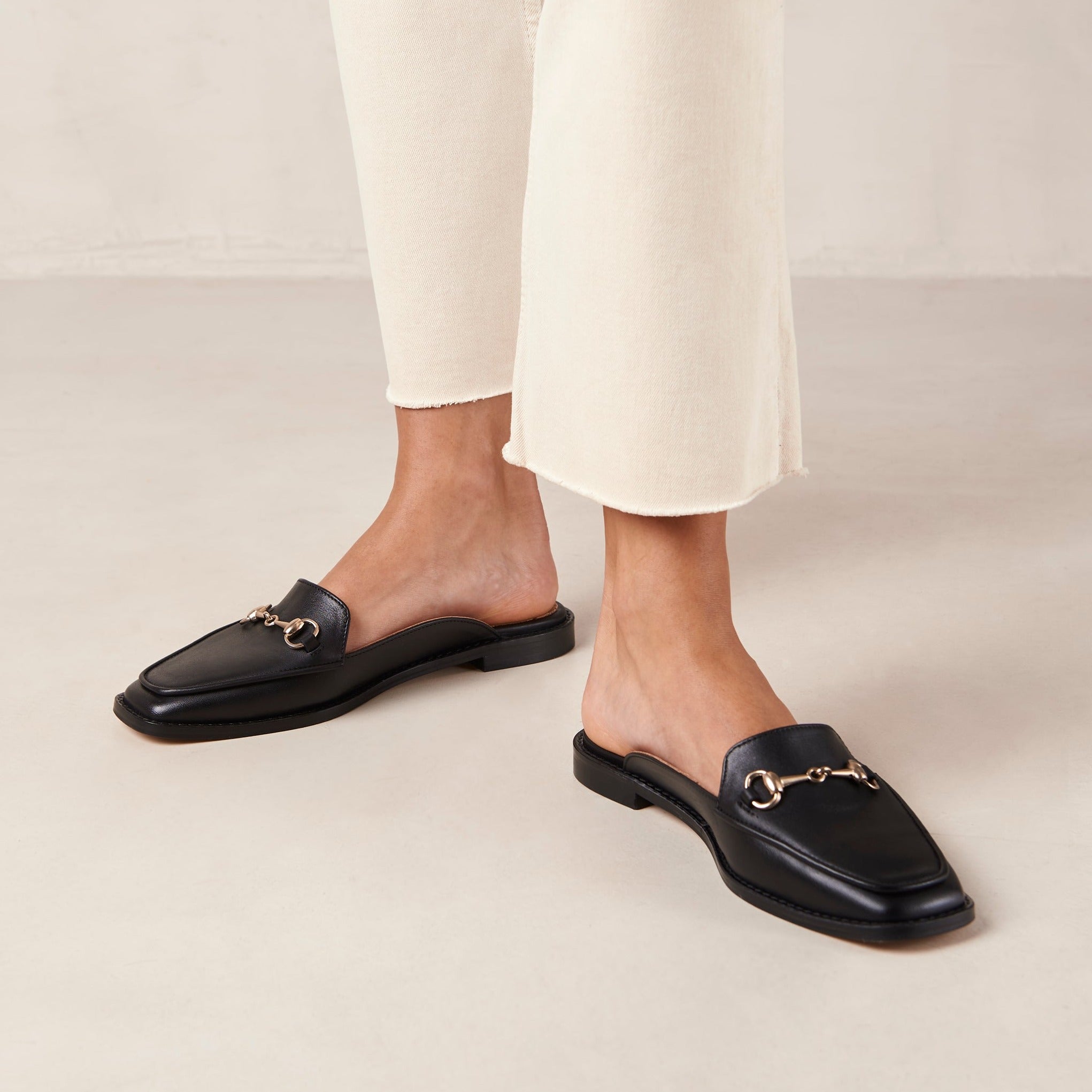 Project Cece | Kais Black Leather Mules