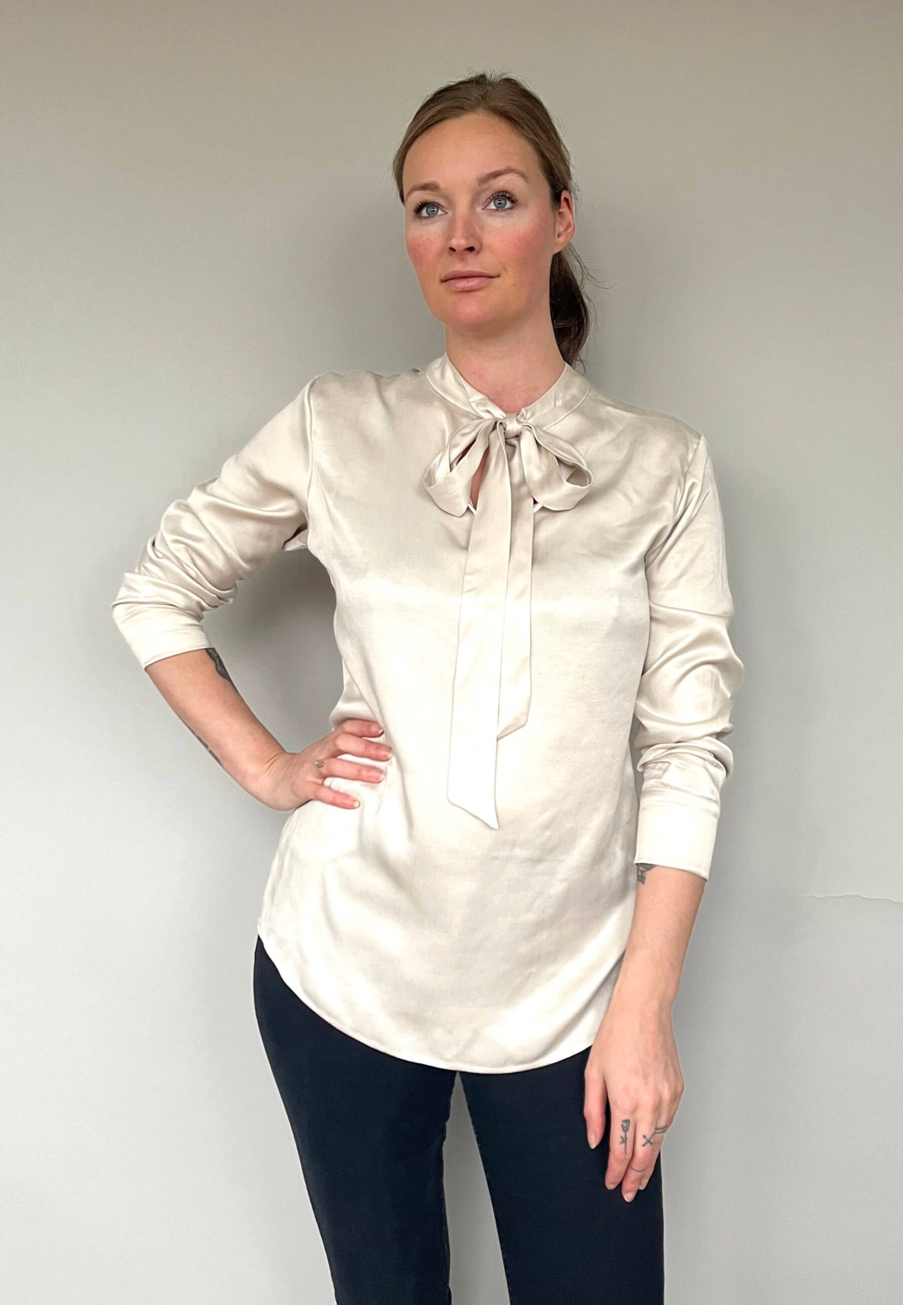 Project Cece | Vegan Silk Bow Blouse