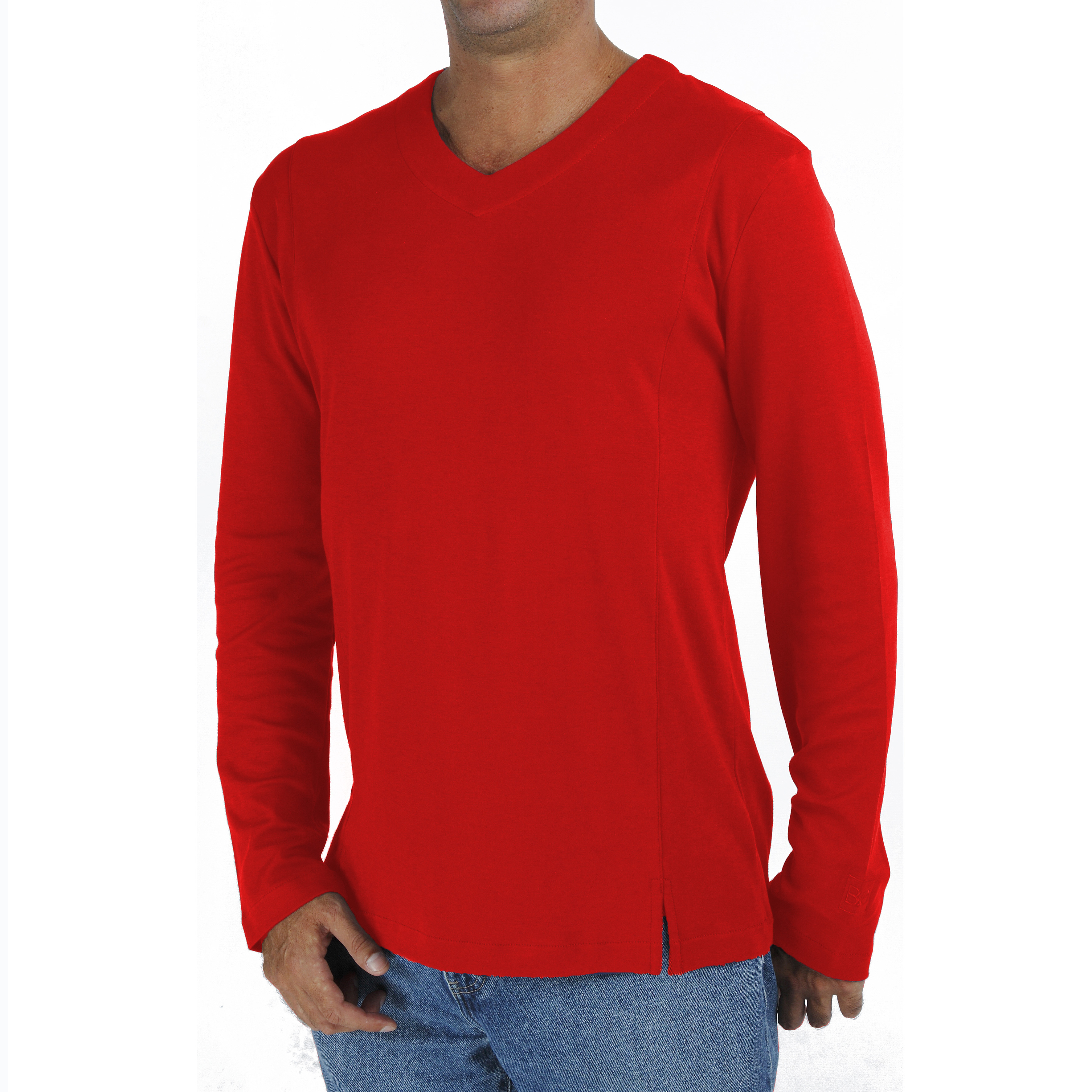 mens long sleeve v neck t shirt