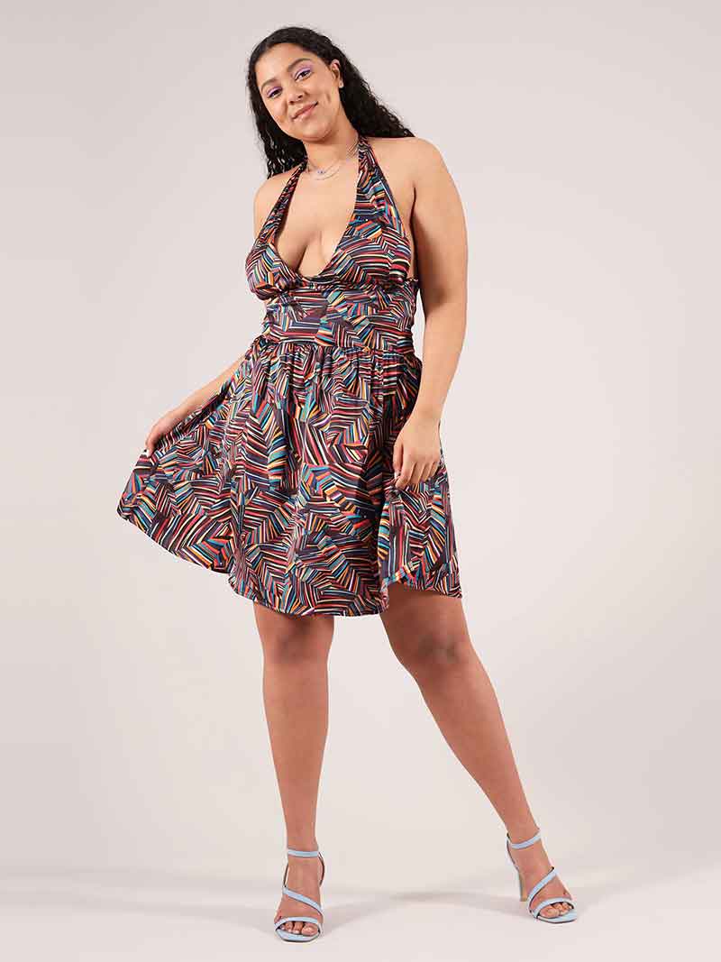 Project Cece | Beachy Halter Neck Mini Dress, Upcycled