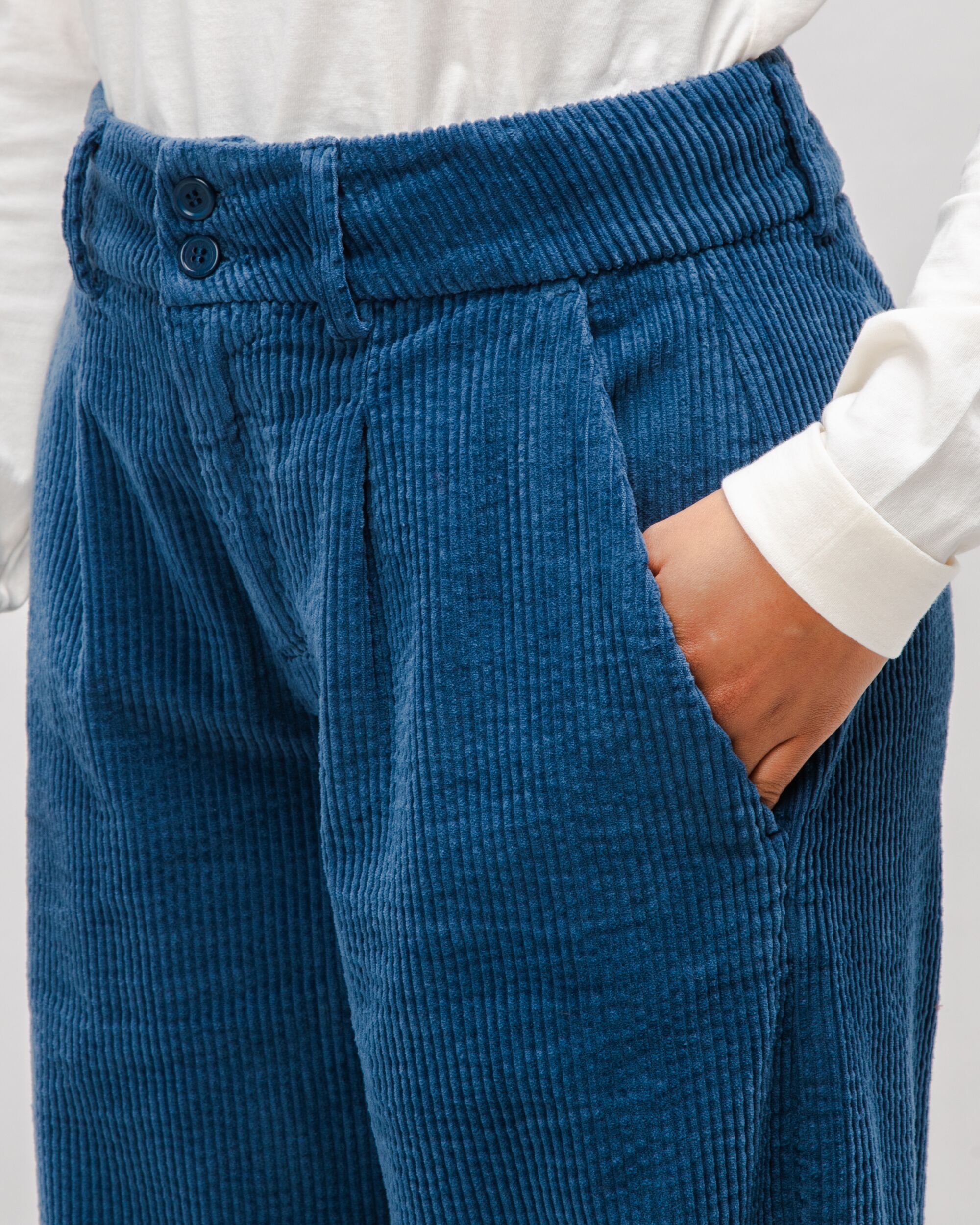 Project Cece | Corduroy Pleated Pants Indigo