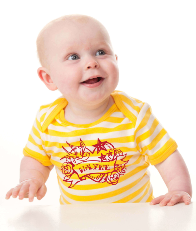 Tattoo Baby Streep T-shirt - Aqua from ChillFish Design Tattoo Baby Streep T-shirt - Aqua from ChillFish Design
