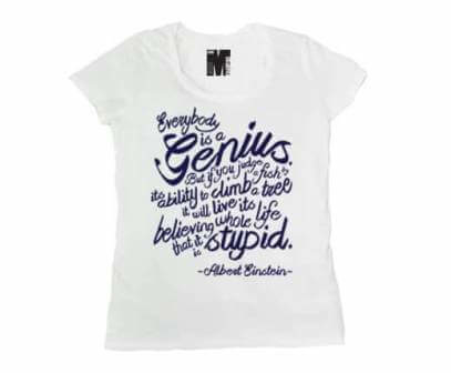 Einstein Fish Quote Bamboe Dames T-shirt - Wit from ChillFish Design Einstein Fish Quote Bamboe Dames T-shirt - Wit from ChillFish Design