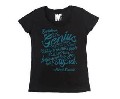 Einstein Fish Quote Bamboe Dames T-shirt - Wit from ChillFish Design Einstein Fish Quote Bamboe Dames T-shirt - Wit from ChillFish Design