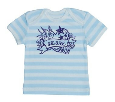 Tattoo Baby Streep T-shirt - Aqua from ChillFish Design Tattoo Baby Streep T-shirt - Aqua from ChillFish Design
