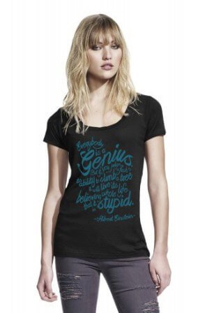 Einstein Fish Quote Bamboe Dames T-shirt - Wit from ChillFish Design Einstein Fish Quote Bamboe Dames T-shirt - Wit from ChillFish Design