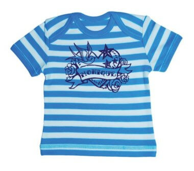 Tattoo Baby Streep T-shirt - Aqua from ChillFish Design Tattoo Baby Streep T-shirt - Aqua from ChillFish Design