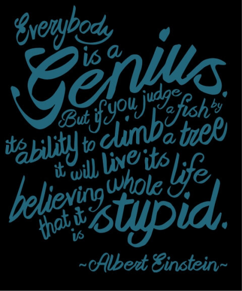 Einstein Fish Quote Bamboe Dames T-shirt - Wit from ChillFish Design Einstein Fish Quote Bamboe Dames T-shirt - Wit from ChillFish Design
