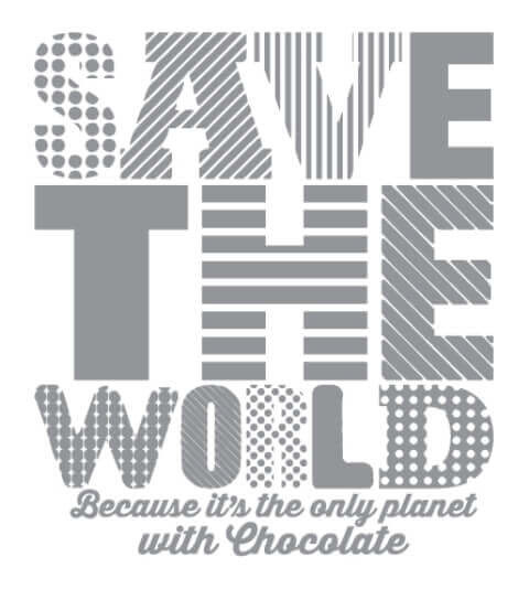 Save the World, Save Chocolate Dames T-shirt - Wit from ChillFish Design Save the World, Save Chocolate Dames T-shirt - Wit from ChillFish Design