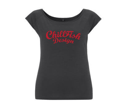 ChillFish Design Vintage Logo Bamboe Dames T-Shirt - Zwart from ChillFish Design ChillFish Design Vintage Logo Bamboe Dames T-Shirt - Zwart from ChillFish Design