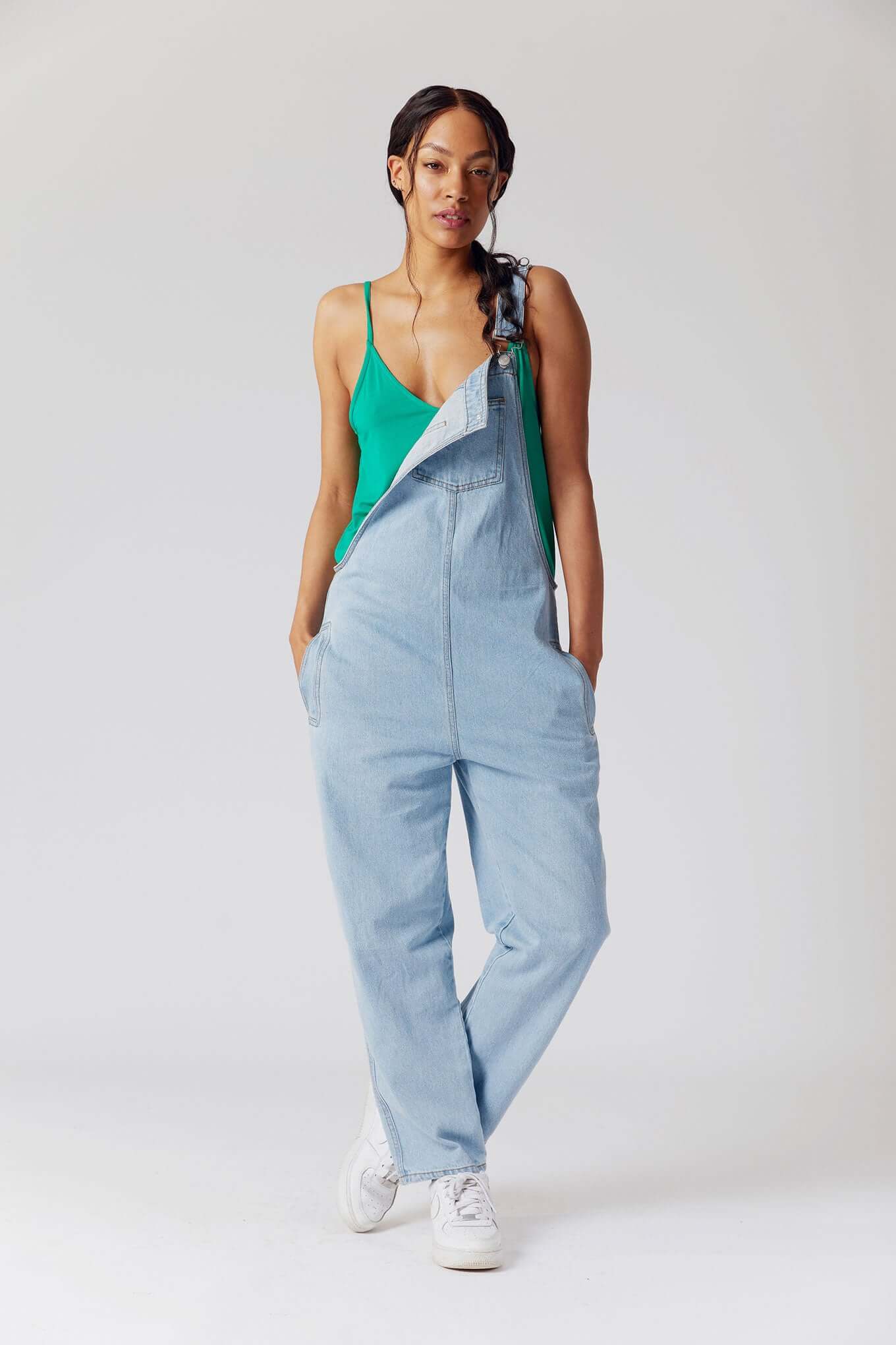 Project Cece  JOY Organic Cotton Denim Dungarees - Stone Wash