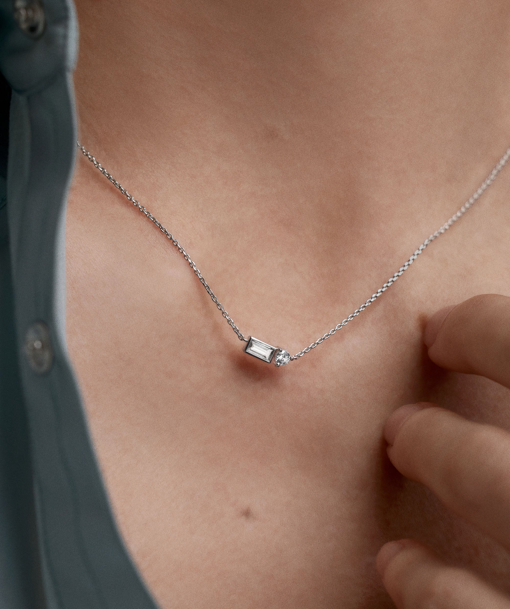 日本未入荷◆MEJURI◆Lab Grown Sapphire Baguette Necklace Lab Grown Sapphire Baguette Necklace