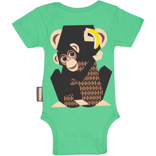 Romper van organisch katoen met chimpansee print from Olifant en Muis Romper van organisch katoen met chimpansee print from Olifant en Muis
