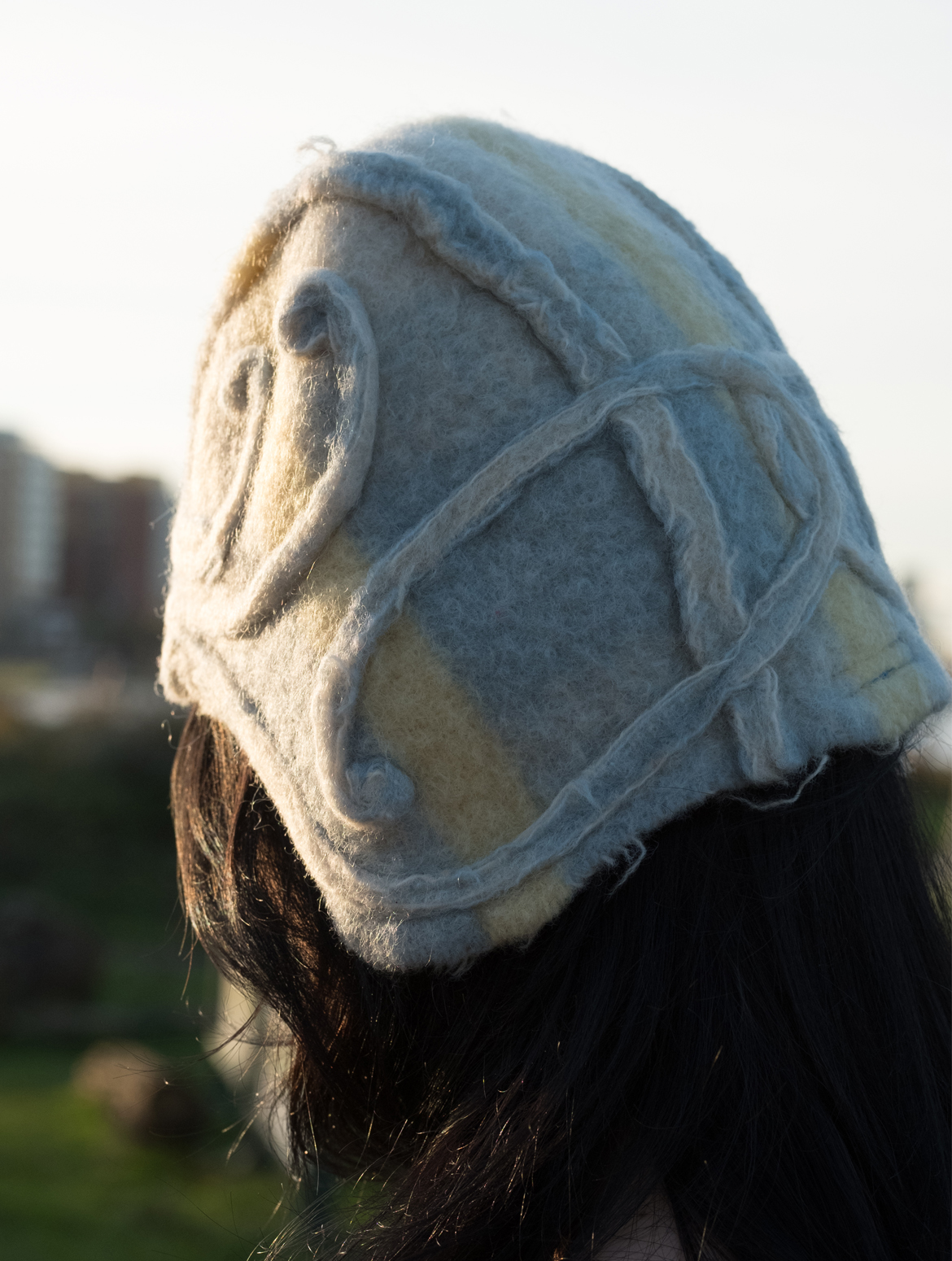 Art Deco Hat in soft yellow and blue from Pepavana Art Deco Hat in soft yellow and blue from Pepavana