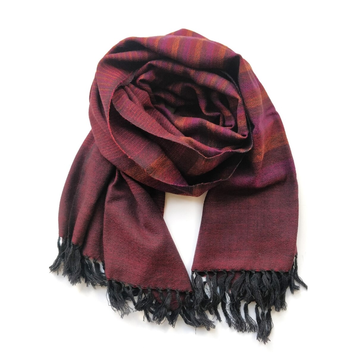 Burgundy Stripe Wool Scarf from Siyana London Burgundy Stripe Wool Scarf from Siyana London