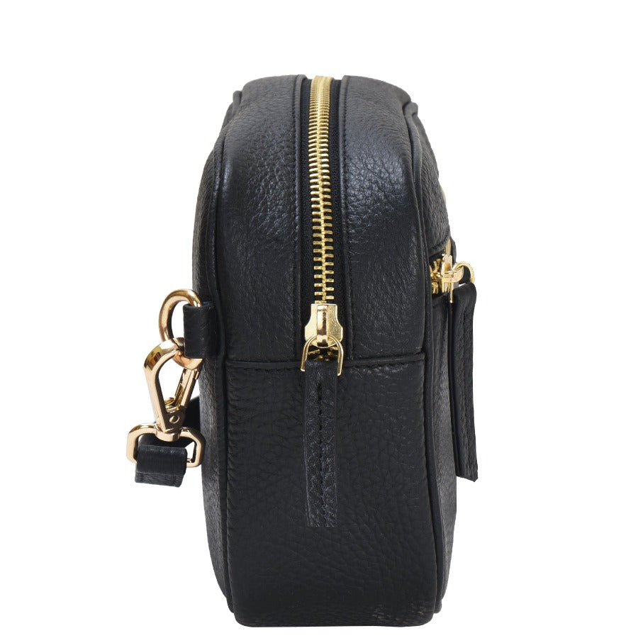 Project Cece | Black Convertible Leather Crossbody Belt Bag