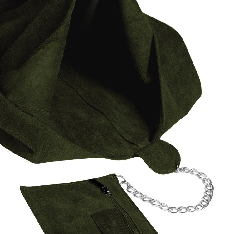 chiiiibag suède one shoulder 緑 Green Suede Leather Bag. Cross Body Bag, Shoulder Bag in