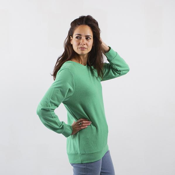 Sweatshirt Inside Out - Gerecycled Biologisch Katoen - Navy blauw en lichtgroen from The Driftwood Tales Sweatshirt Inside Out - Gerecycled Biologisch Katoen - Navy blauw en lichtgroen from The Driftwood Tales