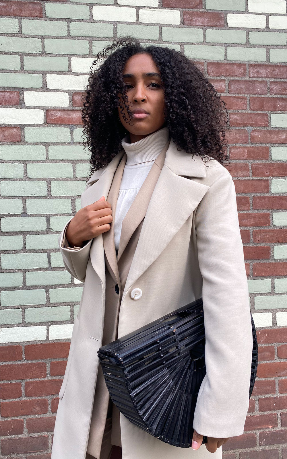 remake beige×black coat Hard To Replace Trench Coat - Black | Fashion Nova