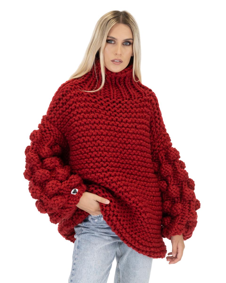 Project Cece | Bubble Sleeve Sweater - Red